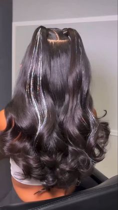 Two Low Ponytails Half Up Half Down, Gorgeous Hairstyles For Prom, Two Pick Tails Hairstyle, Curly Hair For Birthday, Quick Weave Two Ponytails, Quick Weave Pigtails, 30in Wig Hairstyles, Simple Weave Hairstyles For Black Women, Decision Day Photoshoot Black