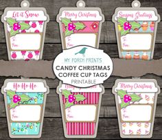 candy christmas coffee cups printable tags