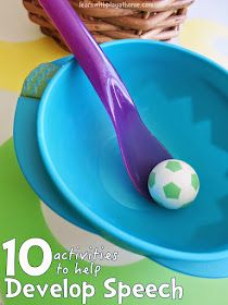 a blue bowl with an egg in it and a purple toothbrush sitting on top of it