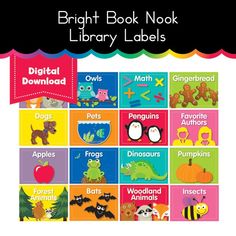 Bright Book Nook Library Labels Nook Library, Library Labels, Book Labels, Book Nook, Printable Labels, Book Nooks, Favorite Authors, Blank Book, Nook