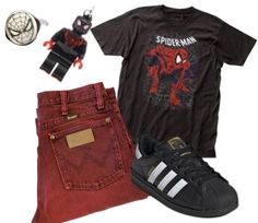 Miles Morales Outfit Ideas, Miles Morales Outfit, Adidas Superstar Vintage, Spiderman Tshirt, Adidas Superstars, Modern Clothes, Cold Fits, Teenage Fashion, Miles Morales