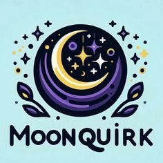 the moon and stars are in the shape of a circle with the words moonquirk