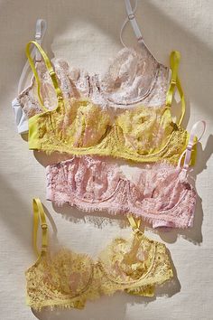 Cute Bras Free People, Aesthetic Bras, Lingerie Stores, Cute Lingerie Sets, Lace Bras, Bra And Panty Set, Lace Bra Set, Lingerie Shower, Night Dresses