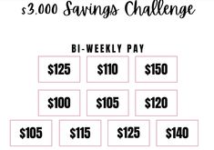 the $ 3, 000 savings challenge is shown in black and white with red lettering