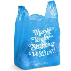 a blue shopping bag with the words thank you're shopping with us