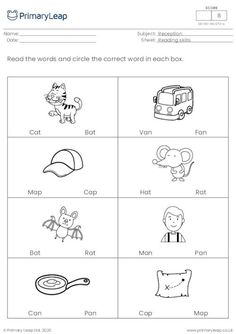 printable worksheet for reading the words in english with pictures to help students learn