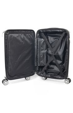 Travel smart with a chic luggage duo with a hardside spinner suitcase and a spacious tote bag with a matching snakeskin-print finish. Set includes: 16" top handle tote bag and 20" hardside spinner suitcase ABS/polyester Imported Travel Smart, Spinner Suitcase, Suitcase Set, Geoffrey Beene, Print Finishes, Snakeskin Print, Black Trim, Emboss, Snake Skin