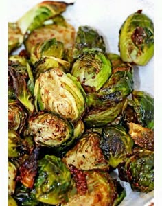 the brussel sprouts are cooked and ready to be eaten