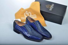 Special Edition TucciPolo Half Genuine Stingray with Blue Weave Leather Prestigiously HandWelted Oxford Mens Luxury Shoes - offering superior comfort and exquisite design. Shop TucciPolo Collection of top quality mens Luxury Handmade Italian leather designer Shoes. Leather : Genuine Stingray & Weave leather Sole: Double Leather Sole Construction: Handwelted sole This is a made-to-order product. Each pair will be made upon receipt of order and shipped in approximately 15 days. Because our sho Bold Shoes, Blue Weave, Custom Made Shoes, Italian Leather Shoes, Bespoke Shoes, Casual Dress Shoes, Oxford Dress Shoes, Shoes Handmade, Luxury Sneakers