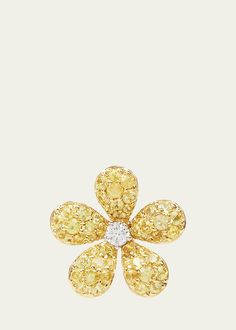 Mio Harutaka 18k Yellow Gold Flower Single Earring With Yellow Sapphire And Diamond Yellow Board, Y2k Jewelry, Ear Rings, Flower Tops, Diamond Flower, Rose Gold Jewelry, Gold Flower, Yellow Sapphire, Single Earring