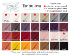 the southern tarnish color chart for different shades of red, white and black colors