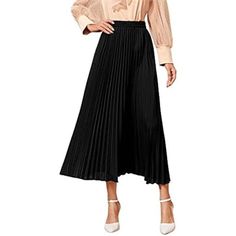 95% Polyester, 5% Elastane Features: Solid,Longline,Pleated,High Waist A Great Choose For Work, Holiday, Party, Date, Shopping And Daily Life Garment Care: Hand Wash Or Machine Wash In Cold Water, Gentle Cycle. Black Long Pleated Skirt, Work Holiday Party, Pleated Long Skirt, Skirt Black, Long A Line, Black And Tan, Holiday Party, Long Skirt, Pleated Skirt