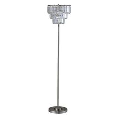 Meg Clear Floor Lamp - Ornate Home Round Floor Lamp, Nickel Floor Lamp, Unique Table Lamp, Crystal Floor Lamp, Crystal Floor, Lamp Store, Unique Table Lamps, Condo Decor, At Home Furniture Store