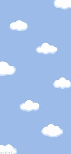 the sky is filled with white clouds on a blue background