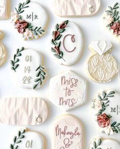 decorated cookies with wedding date and names on them