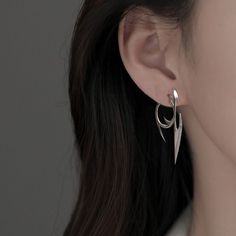 These Grunge Aesthetic Earring are sure to make any outfit creative and completely unique! 💦 Size: Standart Edgy Pierced Drop Earrings, Edgy Silver Single Earring, Edgy Silver Drop Earrings, Single Silver Edgy Earring, Silver Single Earring In Edgy Style, Single Silver Earring In Edgy Style, Edgy Pierced Hoop Earrings As Gift, Edgy Silver Earrings With Ear Wire, Edgy Handmade Sterling Silver Earrings