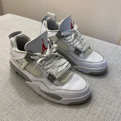 Great Condition! Size 8.5. Going For Over 500$ Brand New!! Men Sneakers, Red Nike Shoes, Mens Grey Shoes, Jordan 4 White, Red Basketball Shoes, Casual Shoes Women Sneakers, Black Athletic Shoes, White Shoes Men, Back To School Shoes