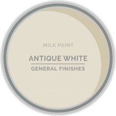 a white paint with the words, antique white general finishes