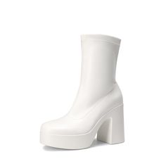 Blue Gogo Boots, White Gogo Boots Outfit, White Platform Boots Outfit, Trendy Boots For Women, Gogo Boots Outfit, White Gogo Boots, White Chelsea Boots, White Platform Boots, Womens White Boots