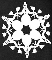 a snowflake is shown in white against a black background