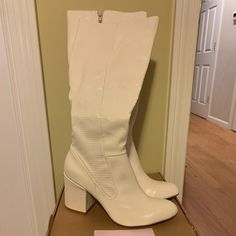 Journee Tavia Boot- Never Been Worn Size 7.5m Color White Features Embossed Vegan Synthetic Upper Inside Zipper Closure Almond Toe Fabric Lining Tru Comfort Foam Insole Approx. 13.5” Shaft Height Approx. 14.5” Calf Circumference 3.5” Covered Block Heel Synthetic Lug Sole Knee-high Synthetic Boots For Spring, Synthetic Knee-high Boots For Spring, Wide Calf High Heel Boots For Spring, White Knee-high Boots For Spring, Spring Wide Calf High Heeled Boots, Spring High Heel Synthetic Knee-high Boots, Spring Synthetic High Heel Knee-high Boots, Spring Synthetic Knee-high High Heel Boots, Spring Wide Calf Synthetic Heeled Boots