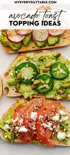 avocado toast topping ideas pin image Avocado Toast Bar, Avocado Toast Ideas, Toast Bar, Best Avocado Toast Recipe, Toast Recipe Breakfast, Avocado Recipes Breakfast, Avocado Recipes Healthy, Toast Ideas, Avocado Toast Egg