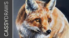 an acrylic painting of a fox on a black background with the words easy draw