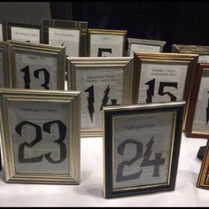 there are many frames with numbers on them