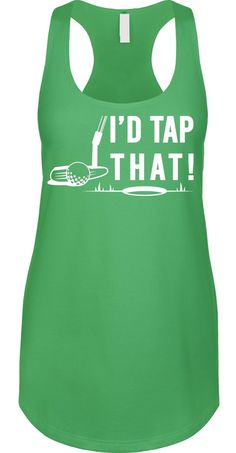 ⛳ We prefer to print this design on Next Level's LADIES Ideal Racerback Tank Top line which is 60% combed ringspun cotton/40% polyester (yes, that is the good soft stuff, not the cheap scratchy kind), but if those are not available from our supplier for the size and color you'd like we will use a comparable brand as a replacement to get you your item as soon as possible with the same quality and feel you've come to expect from Next Level.  The design is printed and shipped in the USA.  Wash garment inside out in COLD water on a delicate cycle. Dry with a no heat setting or hang dry. If you are unsure of what size to get please note that this is a LADIES FIT which is smaller than a regular womens fit, so please buy a size up or check the sizing chart in the photos to make sure we send you t Funny Golf Shirts, Funny Golf, Funny Tank Tops, Golf Lover, Gifts For Golfers, Novelty Clothing, Golf Shirt, Sports Fan, Quality T Shirts