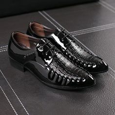 ad eBay - Find many great new & used options and get the best deals for Mens Casual Patent Leather Shoes Pointy Toe Lace Up Dress Formal Club Wedding at the best online prices at eBay! Free shipping for many products!