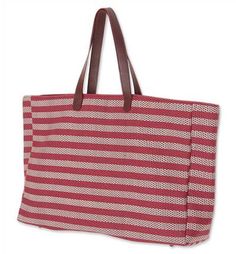 Cotton tote bag, 'Chiang Mai Stars' - Handmade Cotton and Leather Striped Tote Bag Striped Rectangular Canvas Bag, Rectangular Striped Canvas Bag, Red Eco-friendly Canvas Shopping Bag, Striped Woven Travel Bag, Woven Striped Travel Bag, Rectangular Beach Bag With Striped Lining For Travel, Rectangular Beach Bag With Striped Lining, Rectangular Cotton Beach Bag With Leather Handles, Striped Rectangular Bag With Leather Handles