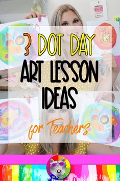 the girl is holding up some art lessons for her students to do on their day