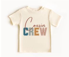 Cute and funny toddler big cousin t-shirt that makes a perfect gift for a cousin-to-be or pregnancy announcement and for family and friends on Christmas. ♥PRODUCTION TIME: 1-5 days (Usually 2-3 days) ♥SHIPPING TIME: 2-5 days (Usually 3 days) ♥PRODUCT DESCRIPTION: Bella Canvas 3001 T-shirt Super soft cotton and excellent quality print makes. 100% Soft cotton (fiber content may vary for different colors) Light fabric (4.2 oz/yd² (142 g/m Runs true to size Our Relaxed Fit Tee (Bella Canvas 3001) is Cousin Onesie Announcement, Im Going To Be A Big Cousin, Pregnancy Announcement To Friends, Promoted To Big Cousin Shirt, New Cousin Shirt, Promoted To Big Cousin, Big Cousin Shirt, Cousin Crew Shirts, Cousin Shirts