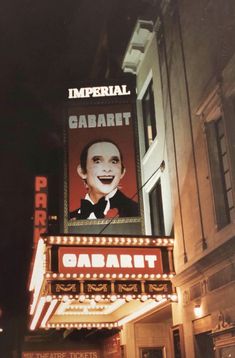 the marquee for the impparial gabardt is lit up at night