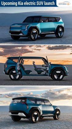 the concept suv is shown in three different views