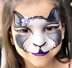 Easy Halloween Face Painting, Easy Face Painting Designs, Kitty Face Paint, Animal Face Paintings, Festival Face Paint, Girl Face Painting, Festival Face, Face Painting Easy, Face Paint Makeup