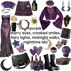 Mode Hippie, Under Your Spell, Witch Fashion, Purple Outfits, Grunge Goth