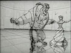 a drawing of a man and woman dancing