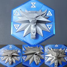 the legend of zelda's head is made out of silver and blue paper