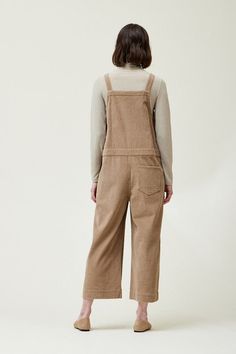 100% cotton Casual Corduroy Overalls For Fall, Casual Fall Corduroy Overalls, Casual Winter Corduroy Overalls, Winter Corduroy Overalls, Casual Beige Cotton Overalls, Beige Cotton Jumpsuits And Rompers For Fall, Brown Cotton Overalls With Pockets, Brown Cotton Overalls, Relaxed Fit Cotton Overalls