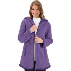 PRICES MAY VARY. Enjoy some cold weather coziness with this stylish polar fleece coat that features a sherpa lining for warmth and comfort Coat has a zippered front with sherpa trim detailing on the two pockets, cuffs and lining of the hood Easy-care, machine washable polyester Available in Beige, Purple, Black Cherry, Chocolate or Heather Grey| Imported| Sizes available in S (6-8) M(10-12), L(14-16), XL(18-20), and XXL(22-24) 
Collections Etc Women's Polar Fleece Sherpa Lined Zip Up Coat Purple Fleece Jacket Womens, Collections Etc, Purple Outfits, Puffy Jacket, Fleece Coat, Womens Fleece, Warm Coat, Casual Coat, Sherpa Lined