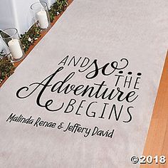 a wedding aisle runner with the words always and forever printed on it in black ink