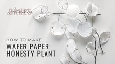 paper flowers with the words how to make wafer paper honesty plant on it's side