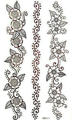 some very pretty designs on the side of a white sheet with red and black ink