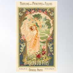 an old poster advertising grapes from the french brand parfums and principes de fleurs