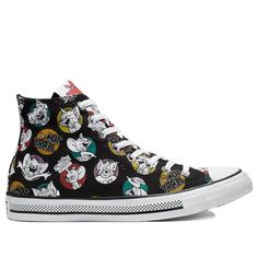 Converse Black Sneakers With Graphic Print, Black Canvas Shoes, White Canvas Shoes, Run Star Hike, Tom Jerry, Black Gums, Tom And Jerry, White Canvas, Black Canvas