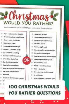 a christmas wish list with the words'what would you rather do?'on it