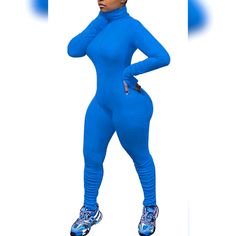 Baddie Blues Jumpsuit. Brand New Light Blue Jumpsuit. Stretchy Blue High Stretch Bodysuit For Spring, Casual High Stretch Blue Bodysuit, Light Blue Stretch Bodysuit, Blue Stretch Jumpsuit With Long Sleeves, Adidas Jumpsuit, Shorts Romper Outfit, Light Blue Jumpsuit, Gold Jumpsuit, Colorful Romper