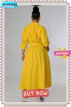 Long Sleeve Solid Color Bodycon Maxi Dresses Fitted Solid Color Shirt Dress For Day Out, Spring Workwear Plain Midi Dress, Yellow Solid Color Maxi Dress For Spring, Casual Yellow Shirt Dress For Fall, Yellow Solid Color Dress For Work, Yellow Long Sleeve Maxi Dress For Work, Yellow Fitted Chic Shirt Dress, Yellow Maxi Dress For Work, Bodycon Maxi Dresses