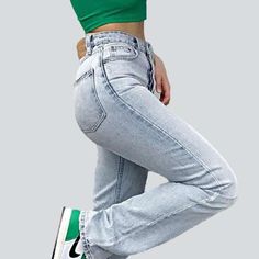 Prepare to make a statement this summer with our 90s-inspired light blue Women's Straight Jeans from the 2023 Spring-Summer Collection! With its high-waist. zipper and button closure. unprocessed hem. and effortless vintage charm. you'll be sure to turn heads wherever you go.Distinctive Features: 90s Style: Embrace the nostalgia of the 20th-century with this timeless vintage look. Light Wash: Look your best and beat the heat with the light wash of this stylish jean. Straight Fit: Enjoy the sleek Casual Streetwear Cropped Jeans, Trendy Washed Blue Straight Leg Jeans, Trendy Light Wash High Rise Cropped Jeans, Trendy High Rise Light Wash Cropped Jeans, Trendy Straight Bottoms With Frayed Hem, Trendy Washed Blue Straight Leg Cropped Jeans, Light Wash Mom Fit Cropped Jeans, Casual Light Wash Mom Fit Cropped Jeans, Summer Streetwear Cropped Straight Leg Jeans